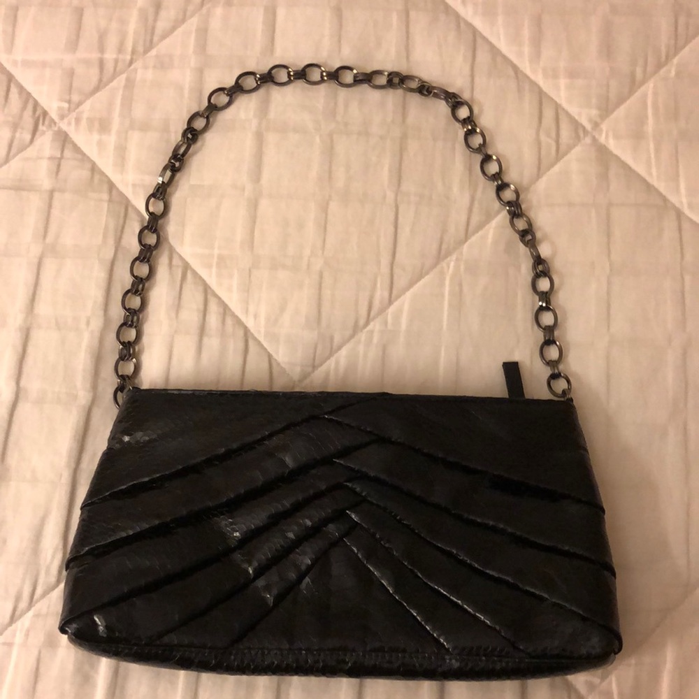 Kate Landry Black Purse with metal chain strap